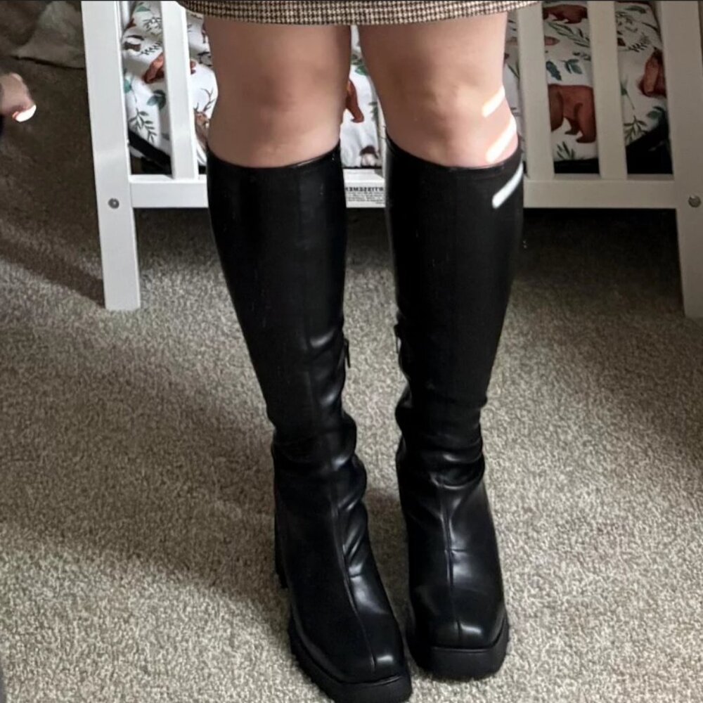 Danika Stretch Tall Combat Boots with Memory Foam Insole - Wild Fable™ Black 11 - Picture 3 of 12